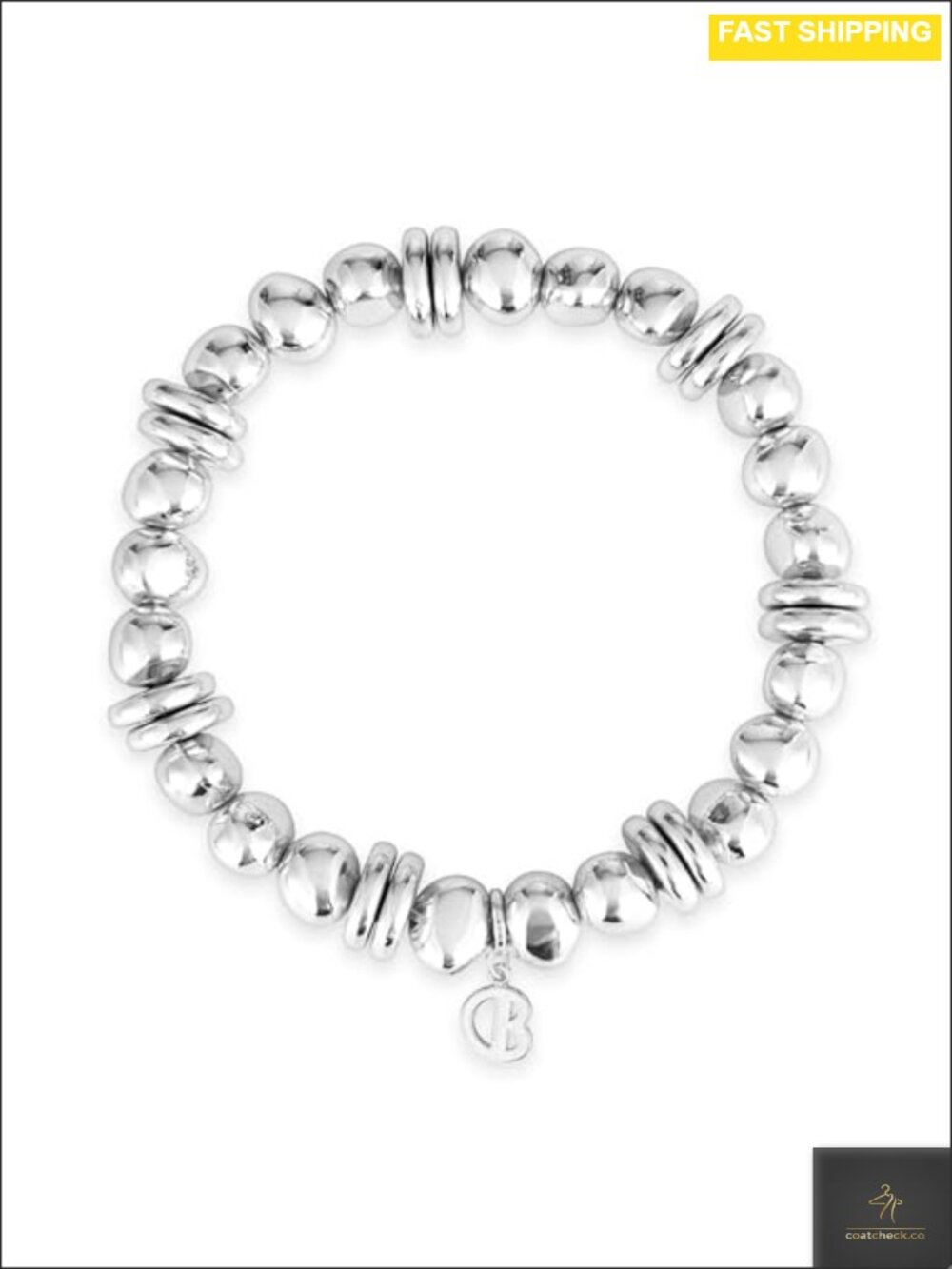 Silver Plated Beaded Stretch Bracelet Stackable Balls 6.5"